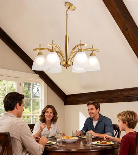 Modern Farmhouse Antique Brass Gold Chandelier