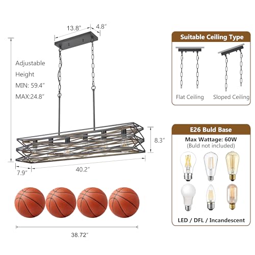 40''Large Farmhouse Rectangular Chandeliers for Dining Room (6 Count)