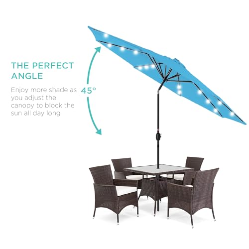 10ft Solar Polyester LED Lighted Patio Umbrella w (10 Foot)