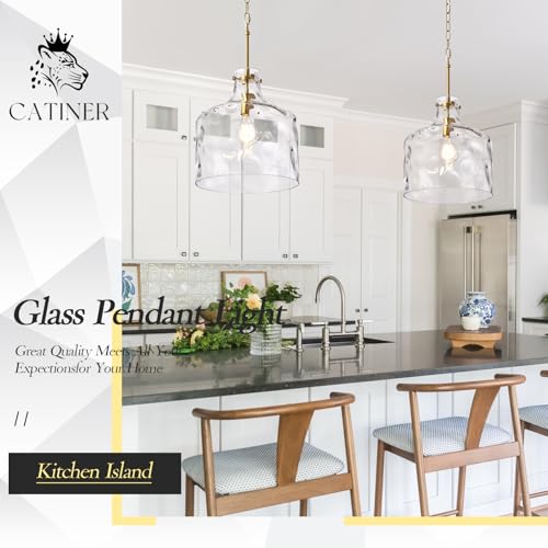 16" Farmhouse Hammered Glass Pendant Light