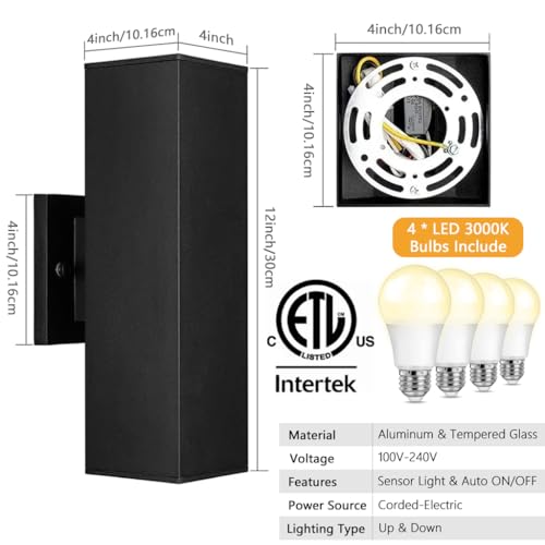 Dusk to Dawn Outdoor Wall Lights Modern Sconce (2 Count)