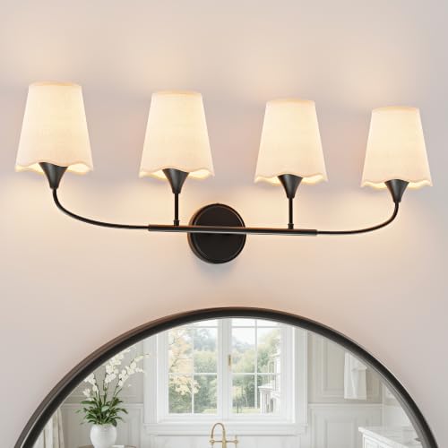 Bathroom Light Fixtures Over Mirror (Black / 4 Light)