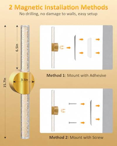 Peel and Stick on Wall Sconce set of 2 Wireless Battery Operated Wall Light (2 Count)