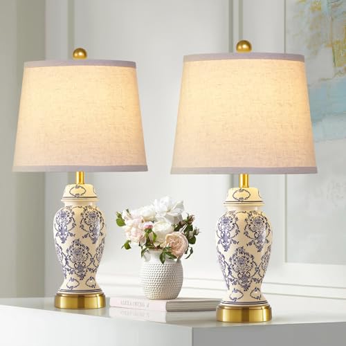 Chinoiserie Ceramic Small Table Lamps Set of 2 for Bedroom Bedside (2 Count)