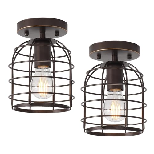Industrial Vintage Flush Mount Ceiling Light (2 Count)