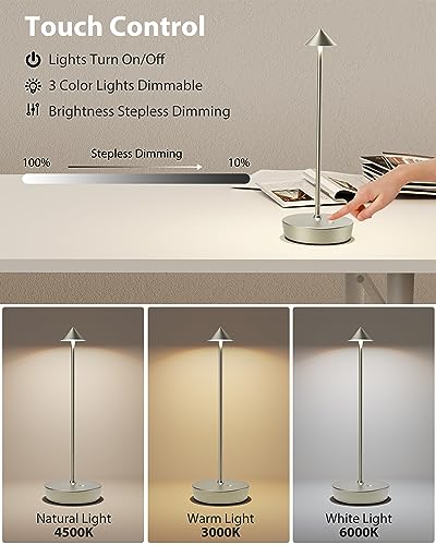 Cordless Table Lamps Rechargeable 6000mAh Battery Operated LED Desk Lamp