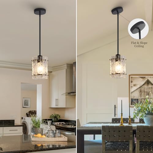 Black Glass Pendant Lights Kitchen Island (2 Count)