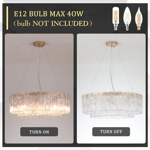 Modern 24" Crystal Glass Chandelier 10
