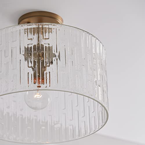 Capital Lighting 241311AD Emerson Embossed Seeded Glass Convertible Pendant