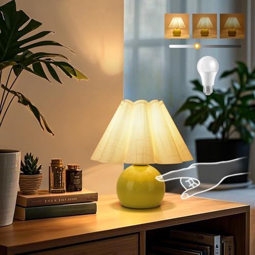 Green Small Touch Control Table Lamp for Bedroom