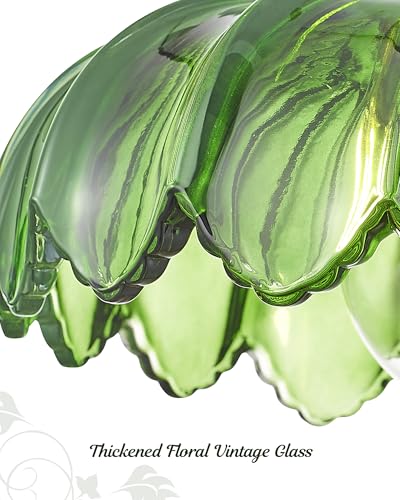 2 Pack Vintage Flower Green Glass Pendant Lights Kitchen Island (2 Count)