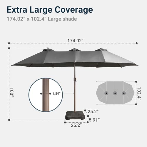 15 Ft Double Head Umbrella Outdoor Patio With Base