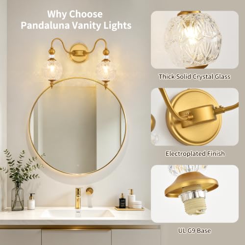 Vintage 2 Light Bathroom Vanity Light Over Mirror (Antique Gold & Clear / 2-Light)