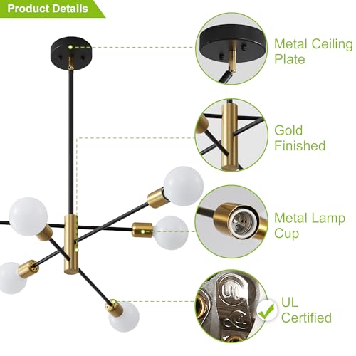 Chandeliers for Dining Room Black Gold 6