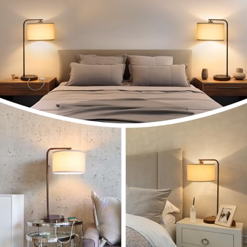 25" Tall Table Lamp with USB C+A Ports
