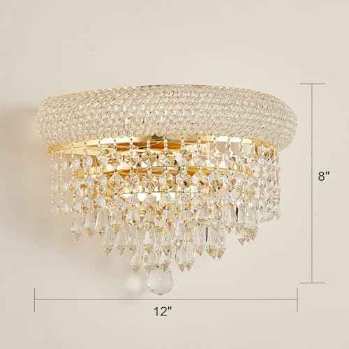 2 Lights Crystal Icicle Prisms Drops Wall Sconce Light for Living Room Dining Room Bathroom Vanity Mirrors Hallway Bedroom Closet Stairway