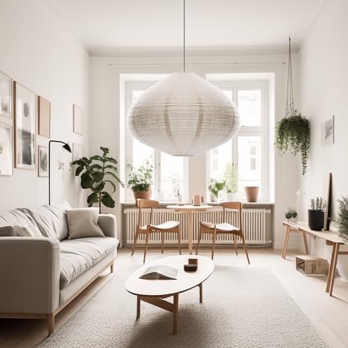 Hanging Lamp shade Oval 20INCH White Linen Pendant Light shade