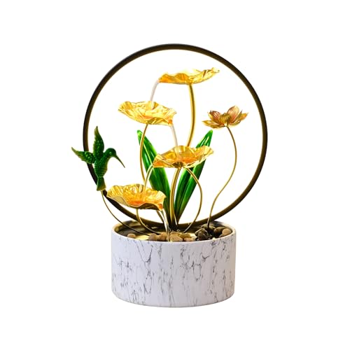 15" H Indoor Modern Tabletop Water Fountain LED Light
