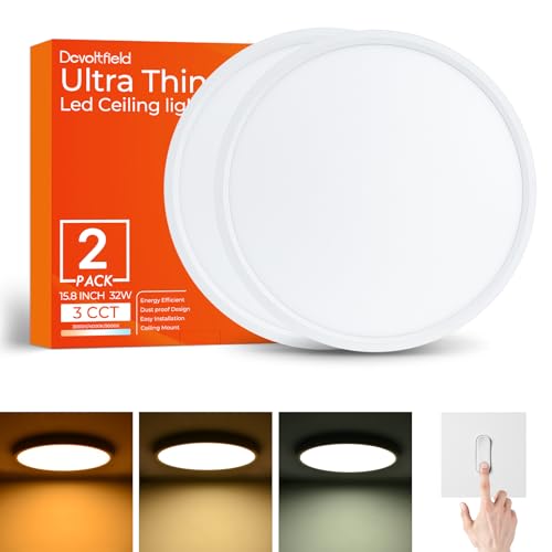 15.8 Inch White LED Flush Mount Ceiling Light Fixture (2 Count)