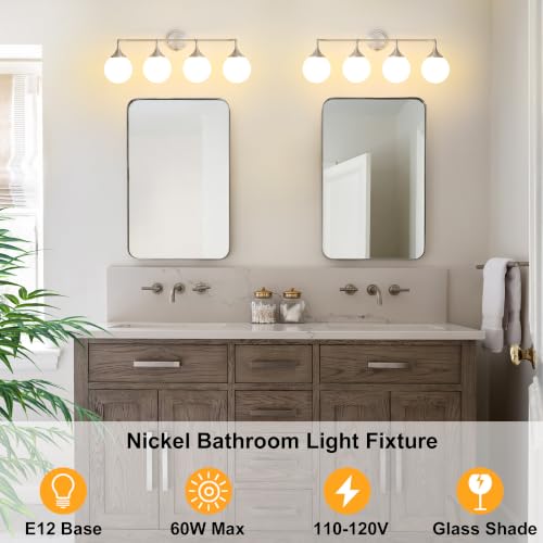 Brushed Nickel Bathroom Light Fixtures Over Mirror Vanity 4