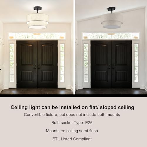 3 Light Semi Flush Mount Ceiling Light