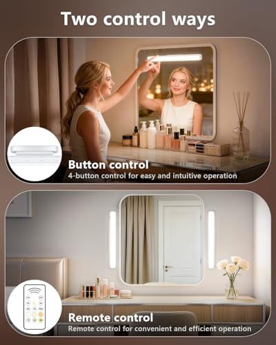 3W Rechargeable Vanity Lights for Mirror with Remote Control (2 Count)