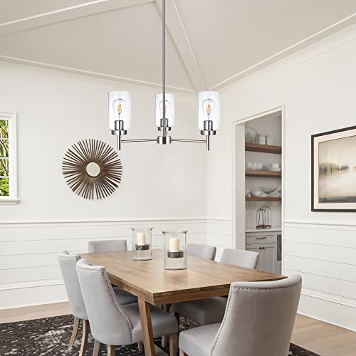 3 Lights Modern Chandeliers Metal Light Fixtures Ceiling Brushed Nickel Industrial Pendant Lighting for Dinging Room Living Room Kitchen Bedroom Hallway
