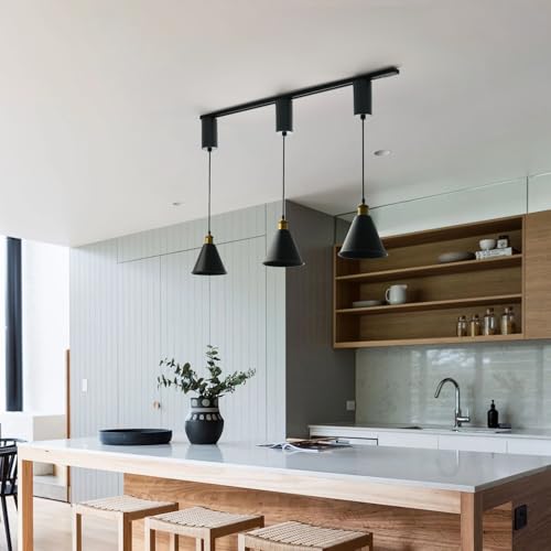 H Type Matte Black E26 Socket Track Lighting Pendant (3 Count)