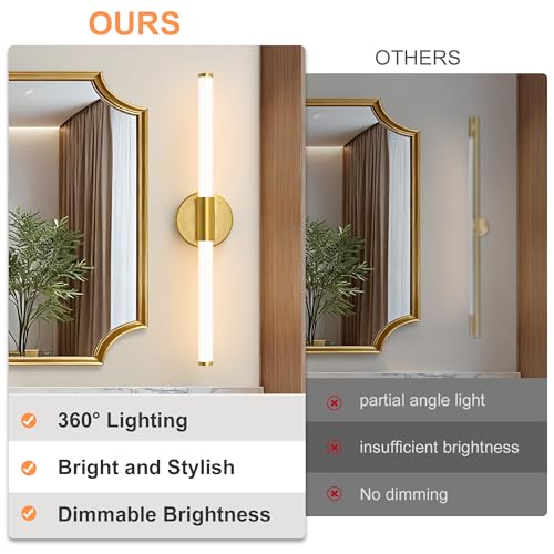 LED Bathroom Light Fixtures Gold Vanity Lights Modern 24"