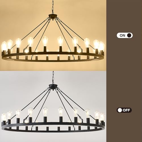 53” Large Farmhouse Wagon Wheel Chandelier