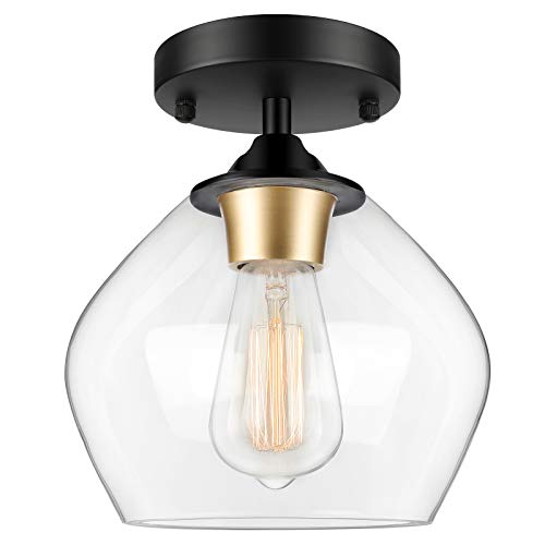Modern Semi Flush Mount Ceiling Light with Clear Glass Shade