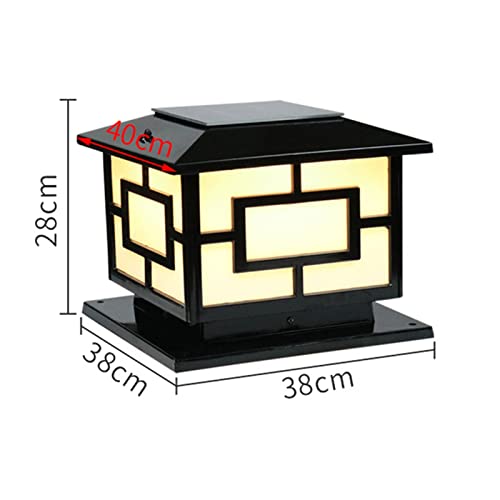 Outdoor Post Lights Square LED Solar Post Lights Outdoor Column Headlight Waterproof Cap Pillar Lamp with Remote Control for Fence Yard Garden Exterior Lantern