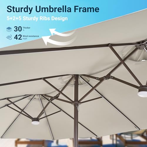 15 Ft Umbrella Outdoor Patio With Solar Lights Base