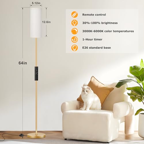 64'' Floor Lamps for Living Room with Remote Control and Stepless Dimmable Colors Temperature & Brightness