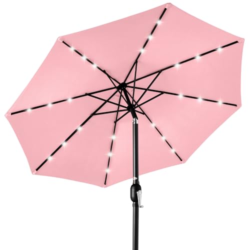 10ft Solar Polyester LED Lighted Patio Umbrella w
