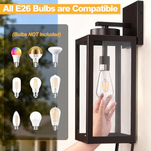 20" Oil Rubbed Bronze Large Outdoor Wall Lights with Closed Bottom (2 Count)