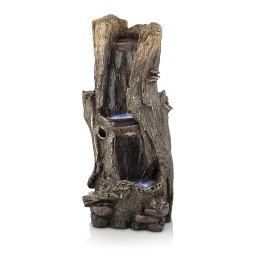 WIN258 Outdoor Rainforest Waterfall Tree Trunk Floor Fountain with LED Lights