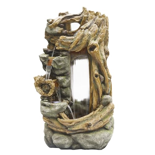 TZL404 71" Cascading Tree Trunk Fountain with LED Lights