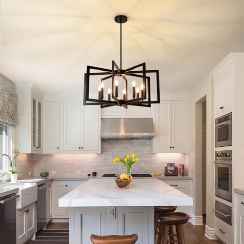 20" 62" Height Adjustable Black Kitchen Chandelier for Dining Room