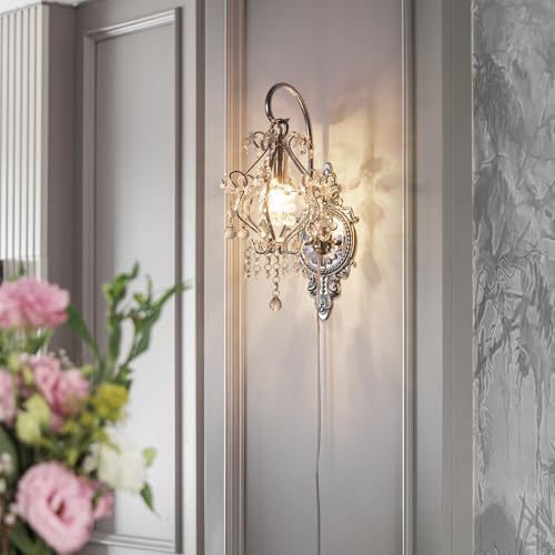 Plug in Cord Gold Silver Vintage Indoor Wall Sconces Light Set of 2 (2 Count)