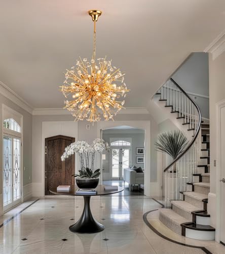 Modern 20 Light Gold Sputnik Chandelier
