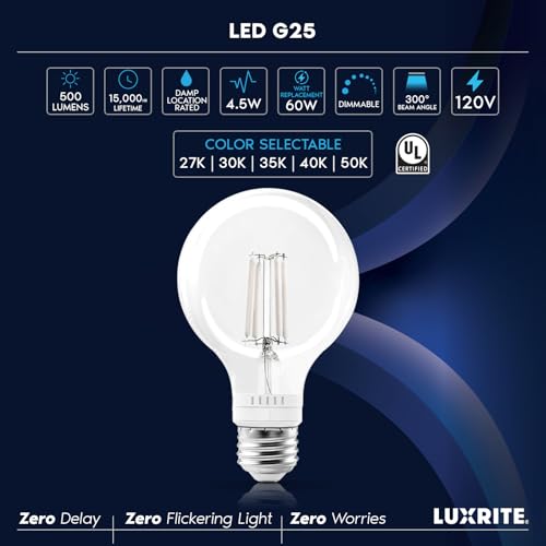 Vintage G25 LED Light Bulb 60 Watt Equivalent (12 Count)