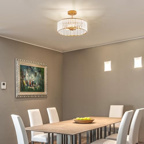 Modern Gold Semi Flush Mount Ceiling Light Crystal 3