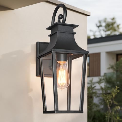 ALVIME 19" Matte Black Large Outdoor Wall Sconce