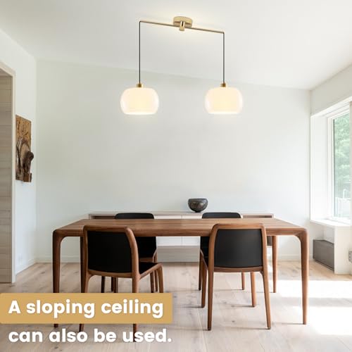 2 Light Milk Glass Pendant Light for Kitchen Island