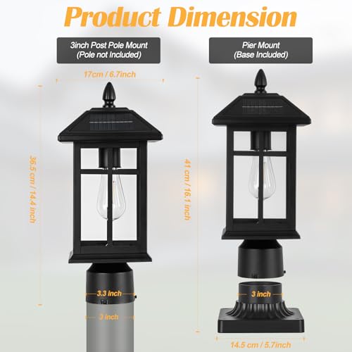 Solar Post Lights 2 Pack Outdoor Lamp Post Solar Light (2 Count)