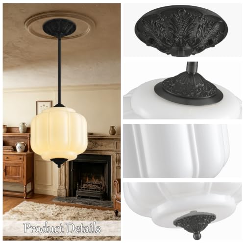 10 Inch Vintage Milk White Glass Ceiling Light Fixture