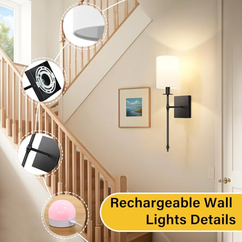19 Inch Black Battery Operated Wall Sconces Set of 2 (2 Count)