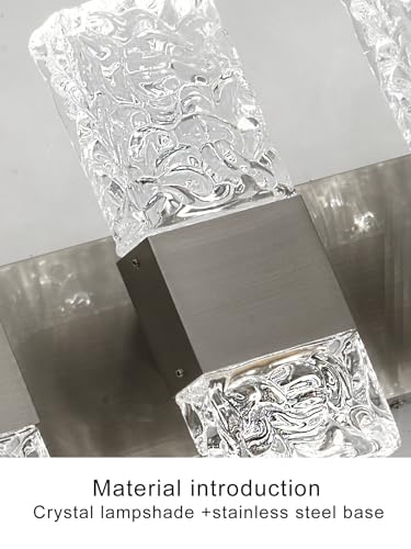 Modern Bathroom Vanity Light fixtures Over Mirror Brushed Nickel Crystal LED Bathroom Lighting fixtures 3 Lights 6000K