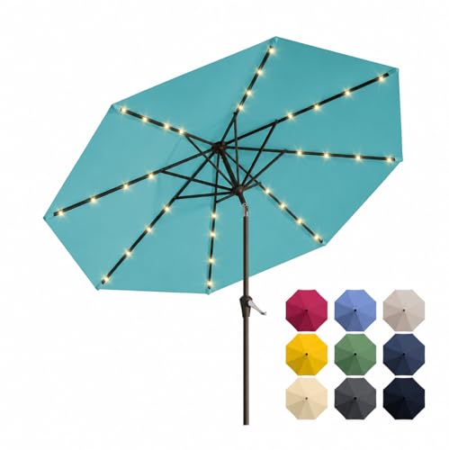 10FT Solar Patio Umbrella with Lights